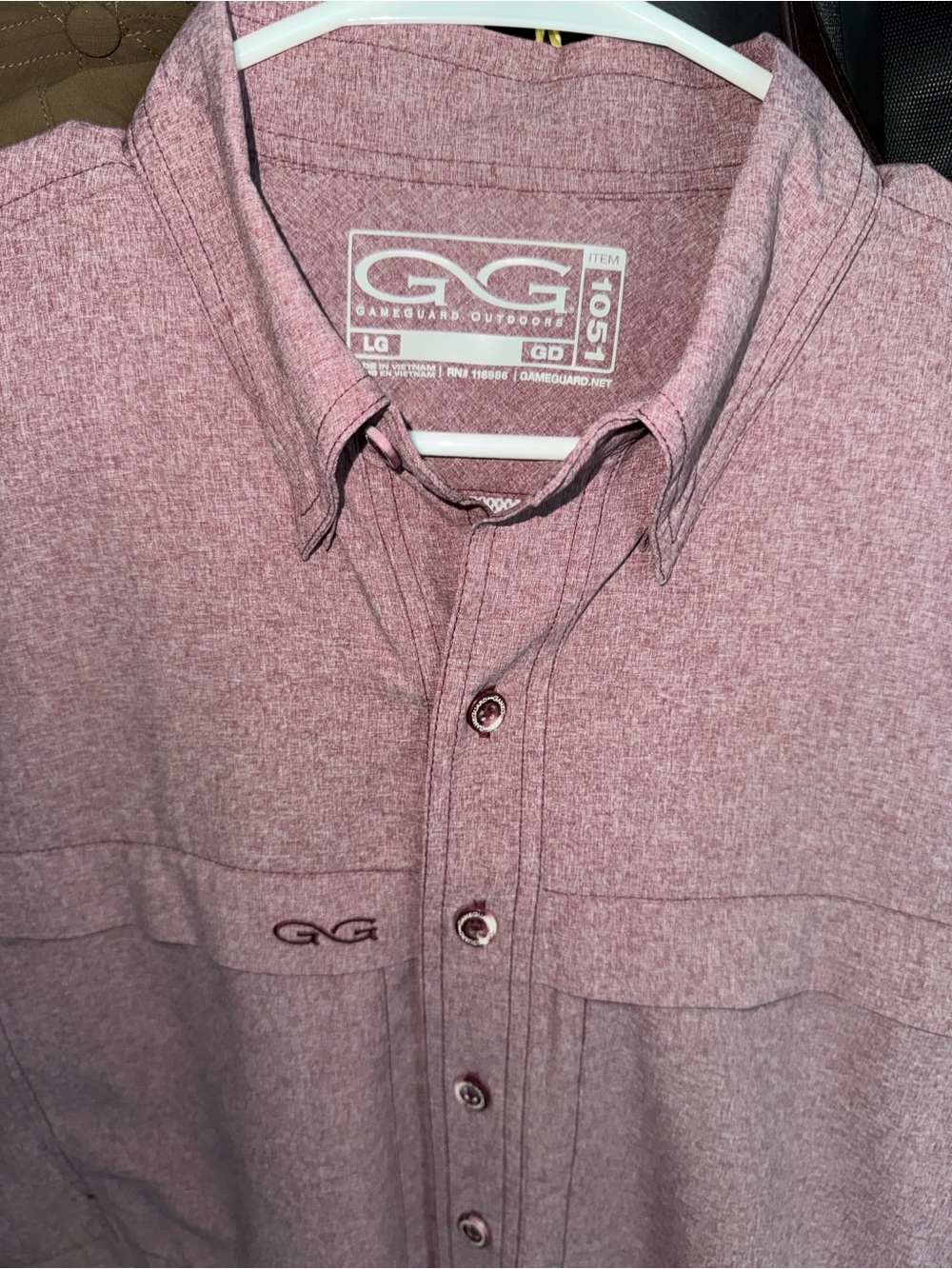 GameguaMen's Short-Sleeve Button Shirt - Maroon Heather
